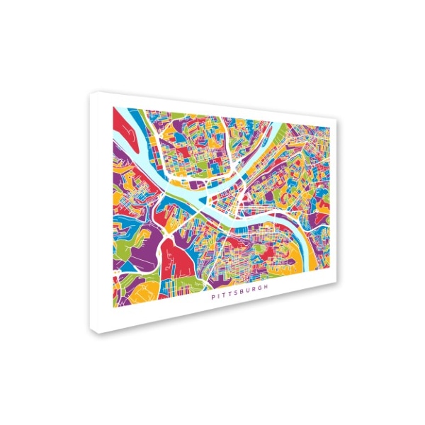 Michael Tompsett 'Pittsburgh Pennsylvania Street Map' Canvas Art,35x47